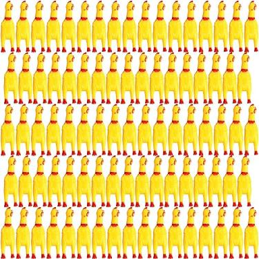 Imagem de Libima 150 peças de galinha de borracha de 15,3 cm que rangem a granel, brinquedo de borracha para cachorro de galinha gritando, mini apertar de borracha amarela pequenos brinquedos que reduzem a