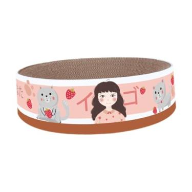 Imagem de ＡＷＨＡＯ Arranhador de papelão para gatos, placa de arranhador resistente, espreguiçadeira, sofá, almofada de arranhar ondulada para gatinhos dormirem e se, Rosa