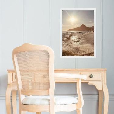 Imagem de Quadro Praia Rio De Janeiro Bege Dourado 45X34Cm - Com Vidro