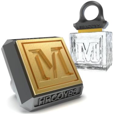 Imagem de Anel quadrado de carimbo de gelo – Prensa de cubo e esfera personalizada de latão de 3 mm, caixa de Natal de acrílico transparente pronta para presente, estampa personalizada para uísque e coquetéis