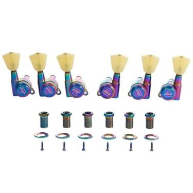 Imagem de KAISH Afinadores de bloqueio de botão Keystone 3x3 teclas de afinação de guitarra 18:1 para LP/Les Paul/SG/ES ou guitarras acústicas cromadas queimadas