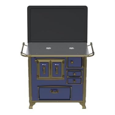 Imagem de Fogão a Lenha N 1 Renaissance Chapa de Aluminio Azul Saida Esquerda