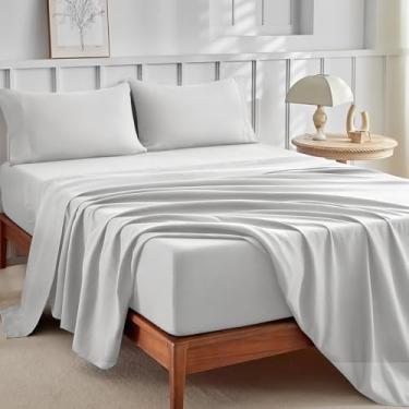 Imagem de Jogo de cama Queen com bolso extra profundo – Jogo de cama de microfibra ultramacia de 4 peças, lençol de elástico Queen de luxo com bolso lateral duplo - sem rugas, desbotamento, respirável (Queen