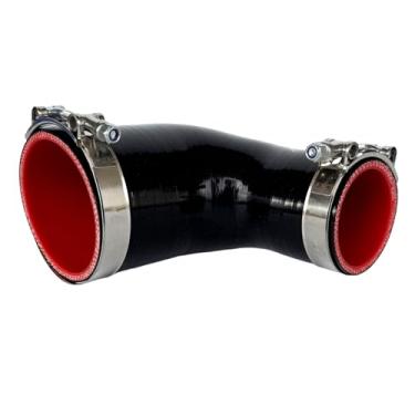 Imagem de Mangueira redutora de silicone de acoplador de cotovelo de 90 graus 6.3 cm-8.9 cm ID (63-89 mm) com braçadeira de parafuso em T inoxidável - design reforçado de 4 camadas de alta temperatura para