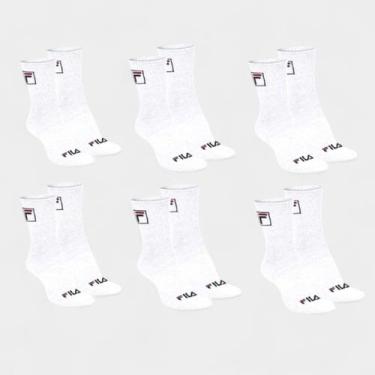 Imagem de Kit Meia Fila Cano Alto C/ 6 Pares - Branco, 39/43
