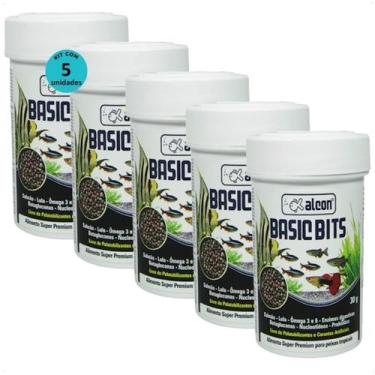 Imagem de Alcon basic bits 30g para peixes tropicais kit com 5