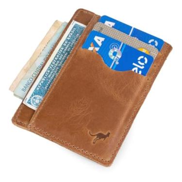 Imagem de Carteira Porta Cartão Para Rg,cédulas,cartões Couro Legítimo(Marrom-claro)