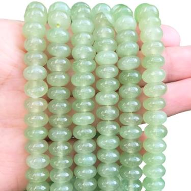 Imagem de Songxi 5 x 8 mm Pedra Aventurina Verde Natural Rondelle Beads, 75 PCS Espaçador Redondo Solto Contas de Ábaco para Fazer Joias, para Colar de Pulseira, Brincos, Artes e Artesanato