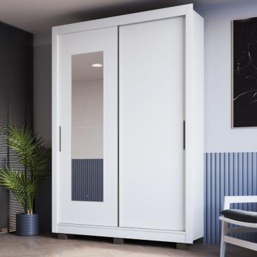 Imagem de Guarda Roupa Solteiro com Espelho 2 Portas de Correr e Pés Turquia Faimec - Branco