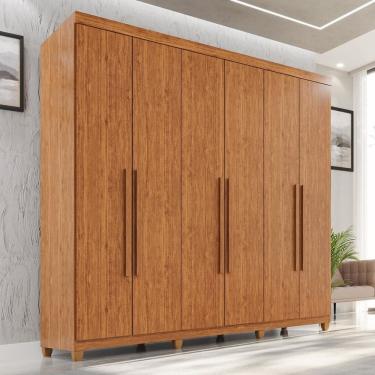 Imagem de Guarda-roupa Casal 6 Portas 2 Gavetas com Pés 100% Mdf Nápoles Yescasa Cinamomo