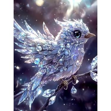 Imagem de Yikenjoy Kit de arte de diamante, pintura de resina de cristal beija-flor fantasia, estilo galáxia multicolorida, 40,6 x 30,5 cm, brocas de diamante incluídas