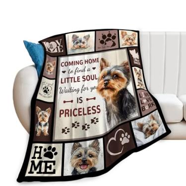 Imagem de Yorkshire Terrier Cobertor Yorkshire Terrier Colagem Cobertores Confortáveis de Lã Flanela Pelúcia Leve Roupa de Cama Yorkie Amante de Cães Presentes para Homens Mulheres Adultos para Sofá Cama