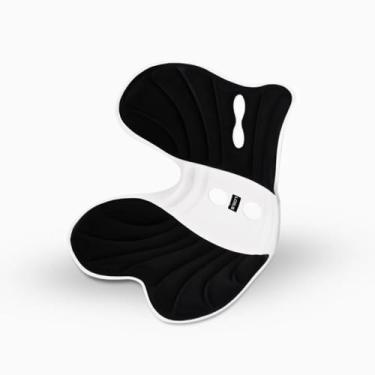 Imagem de Almofada de Apoio Lombar Ergonômica, Suporte para Coluna, Ajuste Anatômico, Base Antiderrapante (Preto, GG)