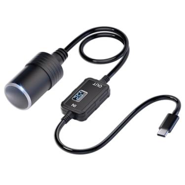 Imagem de Adaptador de isqueiro USB C para 12 V: 36 W USB C macho para isqueiro de carro soquete fêmea tipo C conversor cabo de alimentação PD3.0 para câmera veicular gravador GPS Power Bank tiras de luz LED