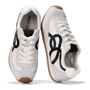 Imagem de Project Cloud Tênis feminino Barefoot Shoes – Tênis feminino com cadarço de espuma viscoelástica – leve e antiderrapante – Tênis feminino moderno para o dia todo 2025 (baixo), Branco, 37