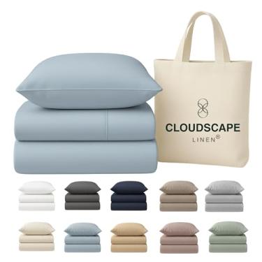 Imagem de Jogo de cama solteiro 100% algodão egípcio, 3 peças, algodão egípcio 400 fios, qualidade hoteleira, sedoso, respirável e durável, bolsos profundos até 15, azul francês