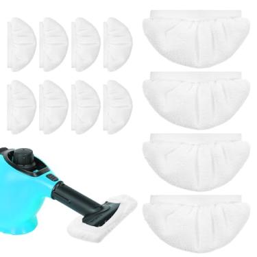 Imagem de YBEATY 12 peças de almofadas de esfregão a vapor, acessórios universais de limpeza a vapor, acessórios de vaporizador, reutilizáveis, laváveis, pano de microfibra para várias superfícies
