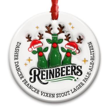 Imagem de CHOANG Enfeite de Natal Rein-Beers - Enfeites de cerveja engraçados para amigos bebedores - Presente para amantes de bebidas para árvore de Natal, decoração de festa Aldults - Ideia de troca de