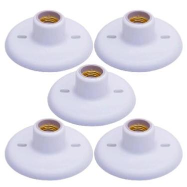 Imagem de Kit 5 plafon suporte lampada bocal branco porcelana - DIVERSAS