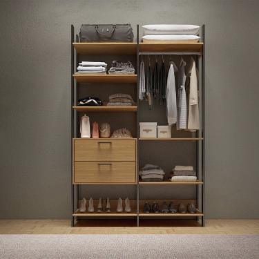 Imagem de Closet 2 Torres 2 Gavetas Industrial TW403 Freijó Preto Fosco Dalla Costa