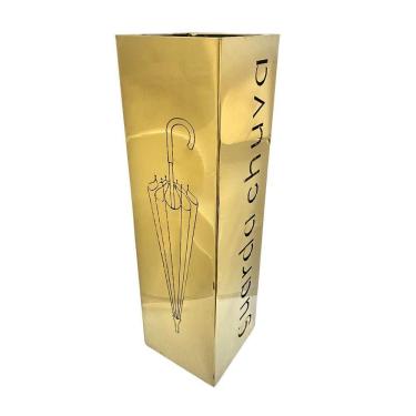Imagem de Porta Guarda Chuvas Quadrado Dourado Em Aco Inox Fineza
