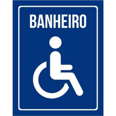 Imagem de Kit 3 Placas Sinalização - Azul Banheiro Acessível