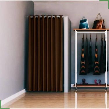 Imagem de Cortina Para Provador Em Tecido Blackout Marrom 1,40X1,80