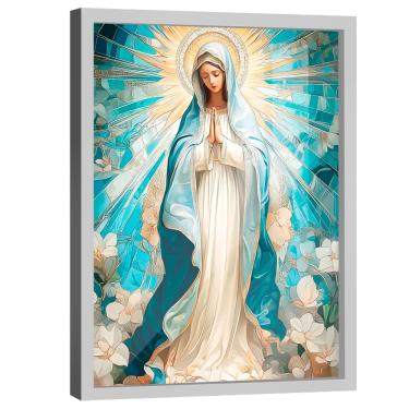 Imagem de Quadro Decorativo Nossa Senhora Aparecida Branco e Azul