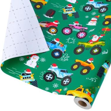 Imagem de Papel de embrulho LaRibbons Monster Truck Christmas 13,6m²
