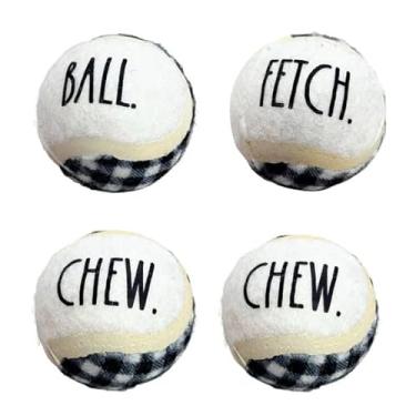 Imagem de Pacote com 4 bolas pequenas para cães – brinquedos premium de borracha não tóxica para animais de estimação em xadrez búfalo – macias e duráveis para buscar e mastigar