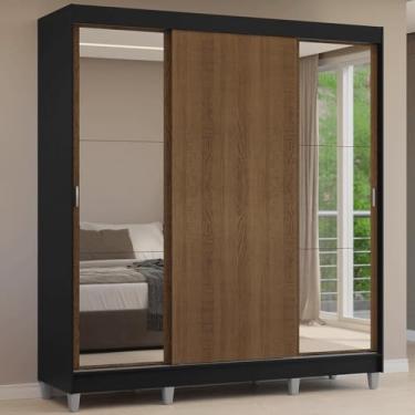 Imagem de Guarda-roupa Casal com Pés 3 Portas de Correr com Espelhos Reno Madesa P