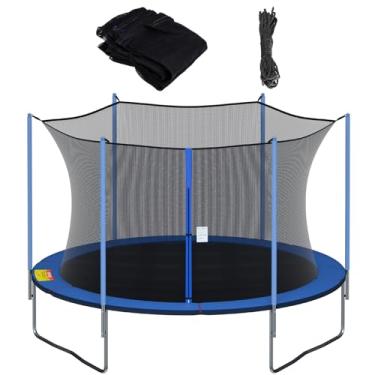Imagem de Cliselda Rede de segurança de substituição de trampolim de 8 polos de 4,5 m para trampolins de armação redonda, respirável e resistente ao clima, com tiras ajustáveis (apenas líquido)