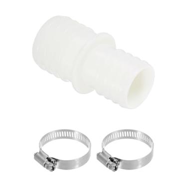 Imagem de PATIKIL Conectores de mangueira de drenagem para máquina de lavar, adaptador de mangueira de drenagem de máquina de lavar louça, conector de tubo dividido de extremidade dupla com 2 braçadeiras para