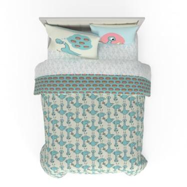 Imagem de Jogo de cama casal Hidden Pigeon Finds A Hot Dog – 7 peças de edredom reversível de microfibra super macia, conjunto de lençóis e fronhas – Livro de Mo Willems (Produto oficialmente licenciado) por