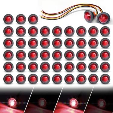 Imagem de MADCATZ Flash estroboscópico e modo estável, 50 peças, mini marcador de LED 3/10.2 cm, luz vermelha 3LED, 2 funções, 3 fios, à prova d'água, 12 V para trailer, caminhão, barco (50 peças)