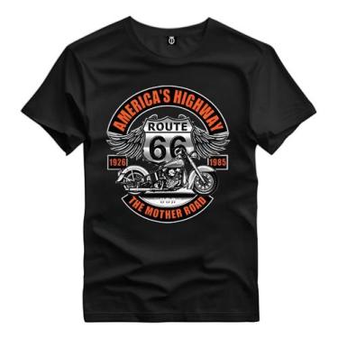 Imagem de Camiseta Estampada Estrada Route 66 Harley Algodão Premium - Versitz, 