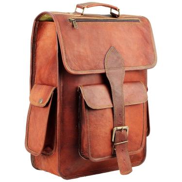 Imagem de Mochila Vintage de Couro para Laptop Unissex, HULSH, Marrom