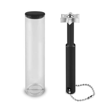 Imagem de Ykimok Afiador de ranhuras para taco de golfe com 6 cabeças, ferramenta de re-sulco e limpeza para ferros e cunhas, apontador de sulcos com tubo de armazenamento, preto