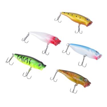 Imagem de SPYMINNPOO Conjunto de Iscas de Pesca de 5 Peças, Iscas de Pesca Popper, Iscas Duras, Conjunto de Iscas de Natação Com Ganchos para Peixes Bambos