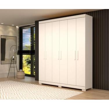 Imagem de Roupeiro 06 portas 02 gavetas internas Lana Acp móveis, Branco, MDF