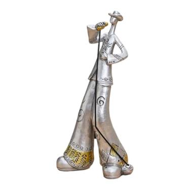 Imagem de Fenteer Estatueta de músico de arte, escultura musical, decoração para casa, estante, mesa, peça central, armário de escritório, loja, artesanato, decoração, Style C