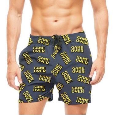 Imagem de Short Praia Shorts Banho Game Over Fim De Jogo 824 - smoke, Preto, G 4