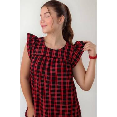 Imagem de Vestido Infantil Xadrez Grande Preto Com Vermelho - Se Tu Benção, Xadr