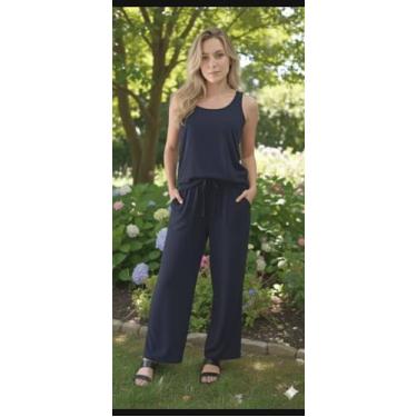 Imagem de Calça Pantalona com bolso e regulagem de cintura - Mar e Cel, Preto, G