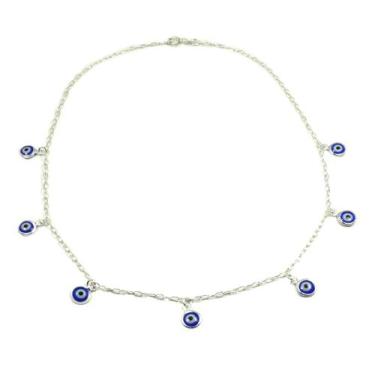 Imagem de Colar Chocker Olho Grego Azul Prata Legitima 925 - Lojas La&Ny , Prata