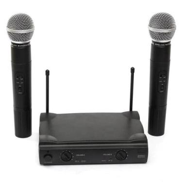Imagem de Microfone Duplo Sem Fio Wireless Unidirecional Profissional - Ideal Im