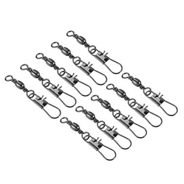 Imagem de Botões giratórios de barril de pesca, 50 peças 39 mm 6,8 kg aço inoxidável anel sólido equipamento terminal para pesca em água salgada em água doce, preto