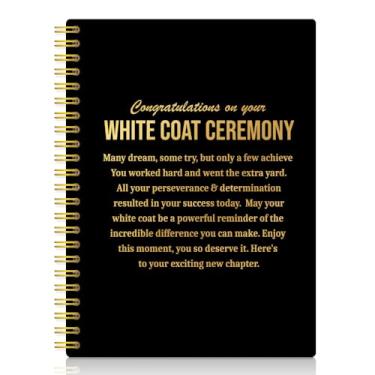 Imagem de XQLZY Congratulations On Graduating White Coat Ceremony Black Gold Spiral Notebook, White Coat Ceremony Gifts, New Doctor Gifts, Medical Student Graduation Gifts, Future Doctor Gifts, New Nurse Gifts