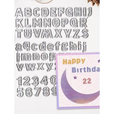 Imagem de Letras maiúsculas do alfabeto para fazer cartões, conjuntos de matrizes de corte de palavras numéricas, alfabetos, estêncil, molde de gravação para scrapbook, cartões, álbuns, materiais de artesanato