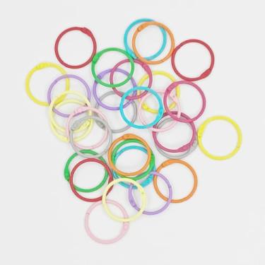 Imagem de Pacote com 30 anéis metálicos de folha solta, anéis de livro coloridos de 2,5 cm, anéis de papel de aço metálico, chaveiros, cartões de índice, anéis de caderno para escola, escritório, 10 cores